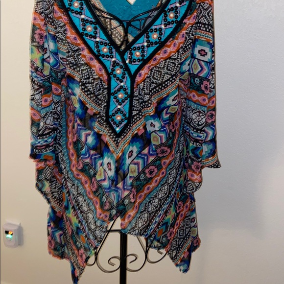 Double D Ranch Turquoise and Black Embellished Top - Picture 4 of 12